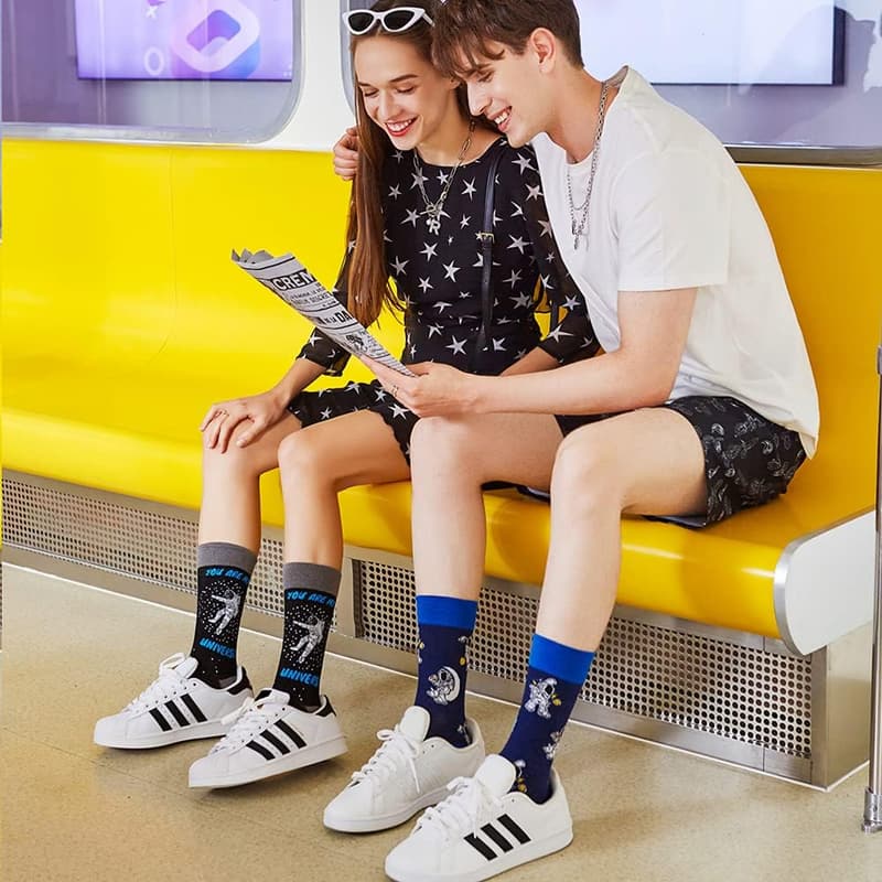 Funny Patterned Cotton Dress Socks for Men