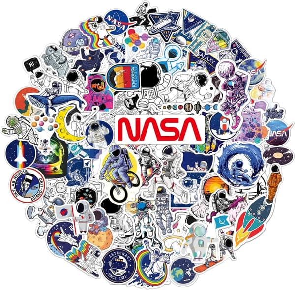 NASA Astronaut Vinyl Stickers Pack - 100 Waterproof Decals for Kids & Teens