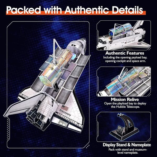 Space Shuttle Discovery 3D Puzzle for Kids & Adults, 126 Pieces