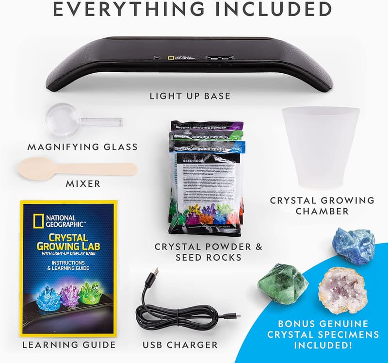 Crystal Growing Kit with Light-Up Stand - STEM Science Toy for Ages 8-12