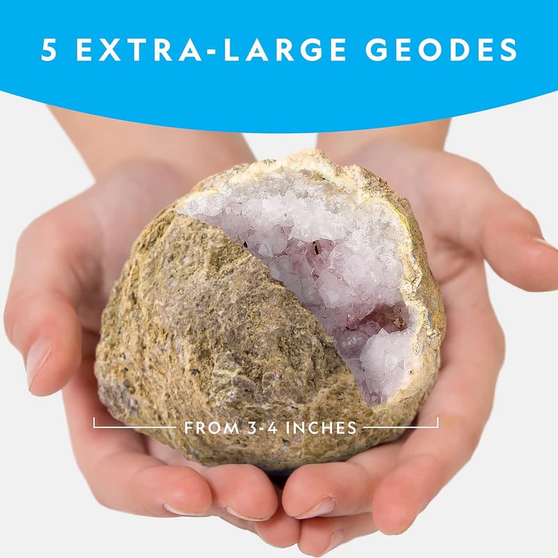 Geology Kit: Break Open 5 Jumbo Geodes with Crystals for Kids