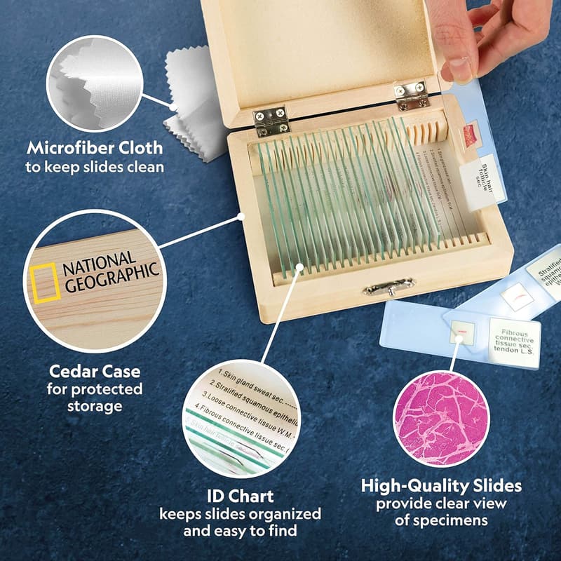National Geographic Mega Biology Set - 25 Prepared Microscope Slides