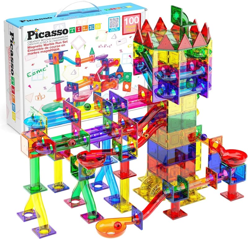 100-Piece Magnetic Marble Run Building Set for Kids