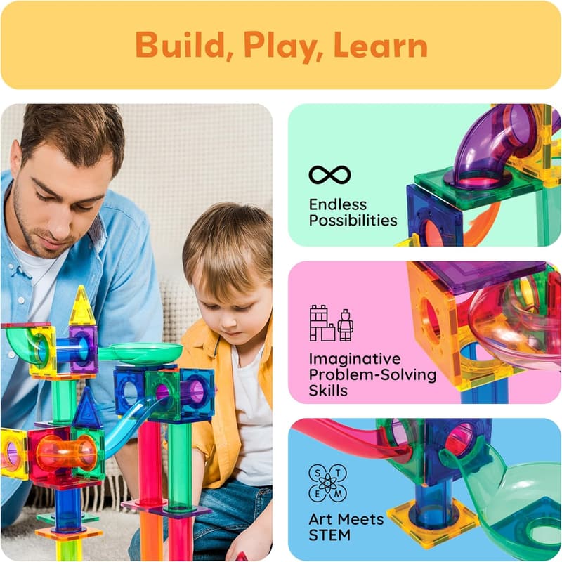 100-Piece Magnetic Marble Run Building Set for Kids
