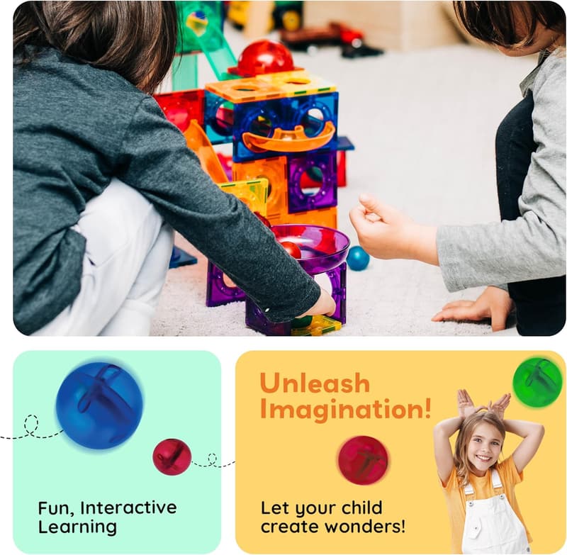 100-Piece Magnetic Marble Run Building Set for Kids