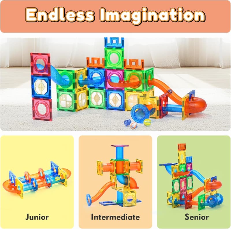 STEM Magnetic Building Blocks Set for Kids 5+ – 85 Pieces