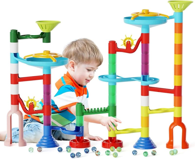 STEM Marble Run Kit with 110 Pieces for Kids' Birthday Gift