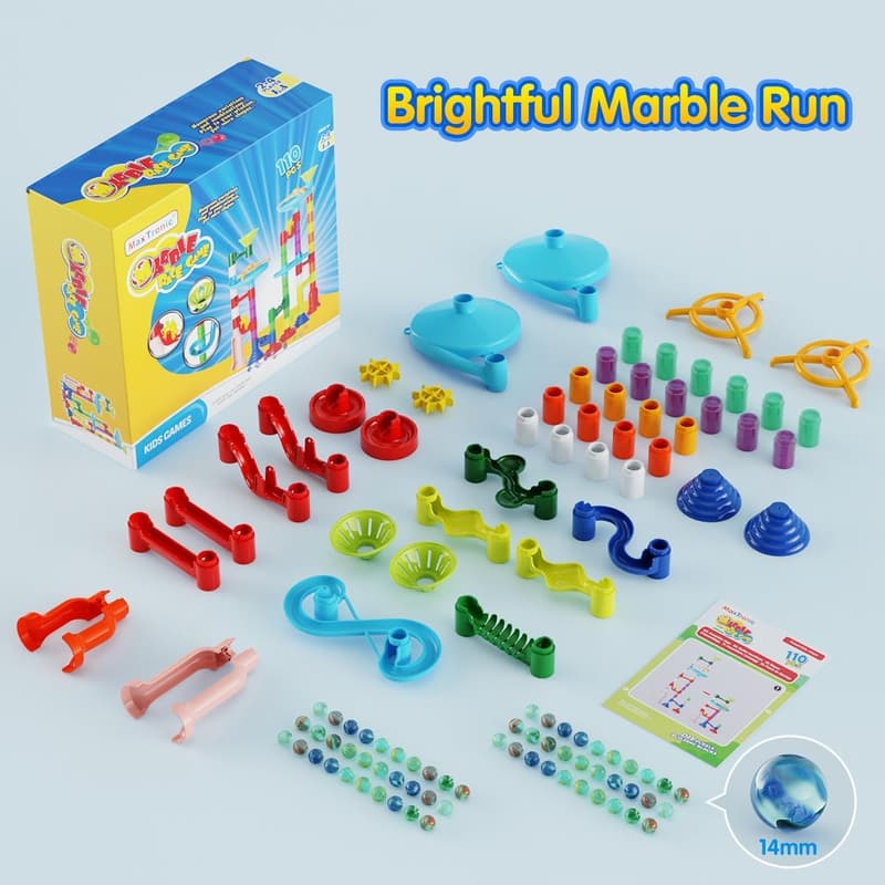 STEM Marble Run Kit with 110 Pieces for Kids' Birthday Gift
