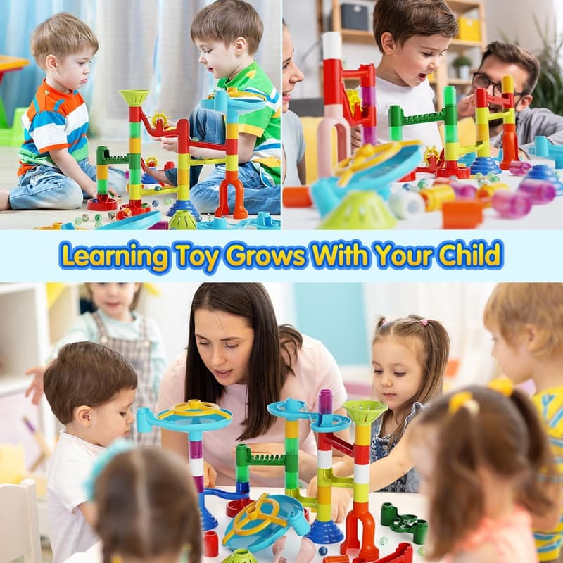STEM Marble Run Kit with 110 Pieces for Kids' Birthday Gift