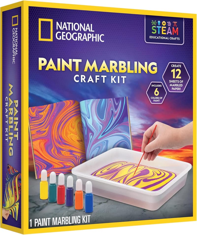 Kids' Marbling Paint Kit - Create 12 Sheets of Marble Art