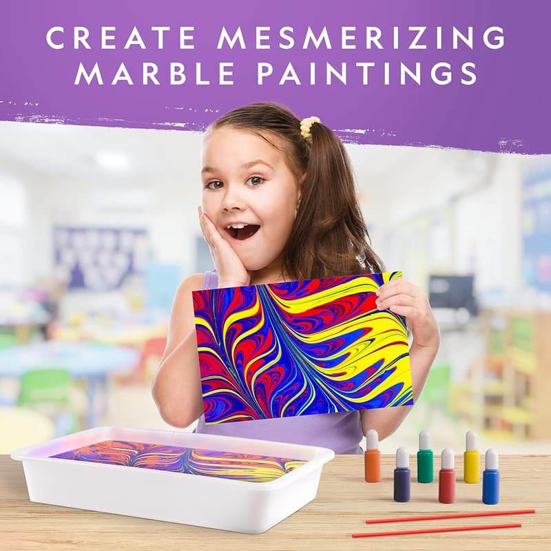 Kids' Marbling Paint Kit - Create 12 Sheets of Marble Art