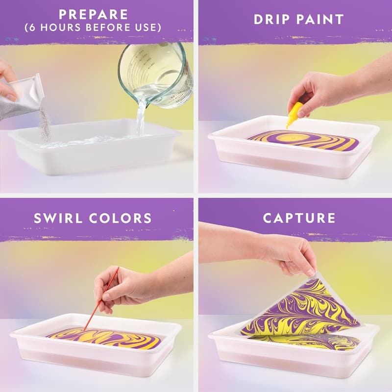 Kids' Marbling Paint Kit - Create 12 Sheets of Marble Art