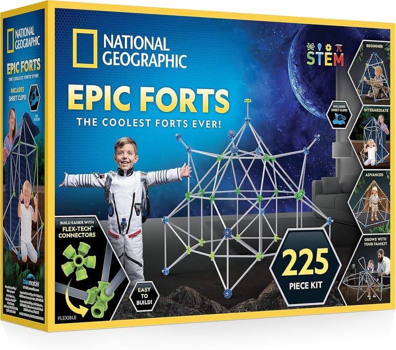 Indoor Fort Building Kit - 225 Pieces STEM Toy for Kids 6-12