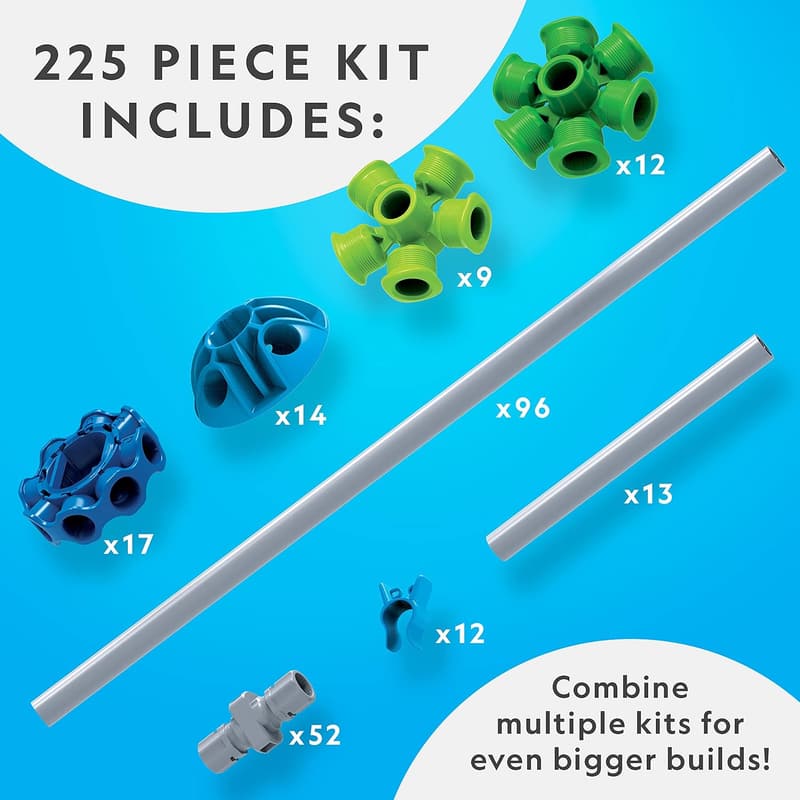 Indoor Fort Building Kit - 225 Pieces STEM Toy for Kids 6-12