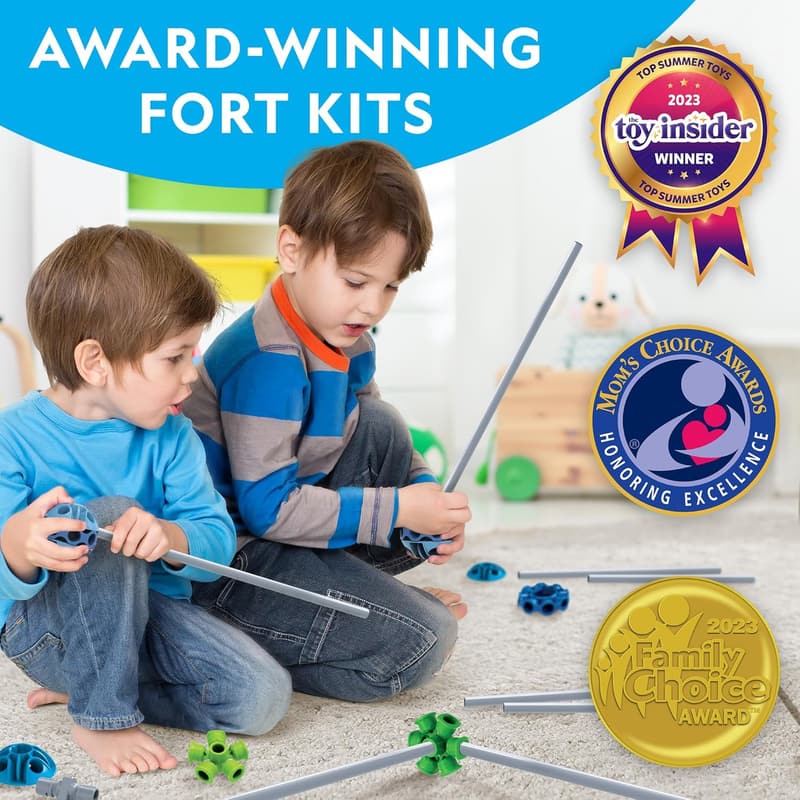 Indoor Fort Building Kit - 225 Pieces STEM Toy for Kids 6-12