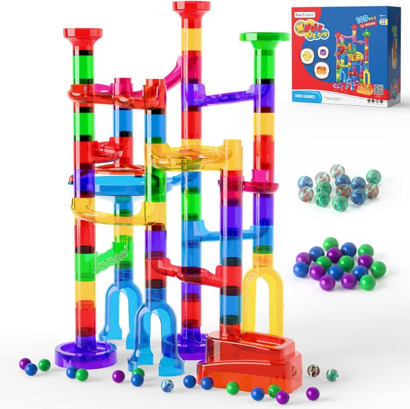 STEM Marble Run Building Blocks Toy - 109 Pieces for Kids