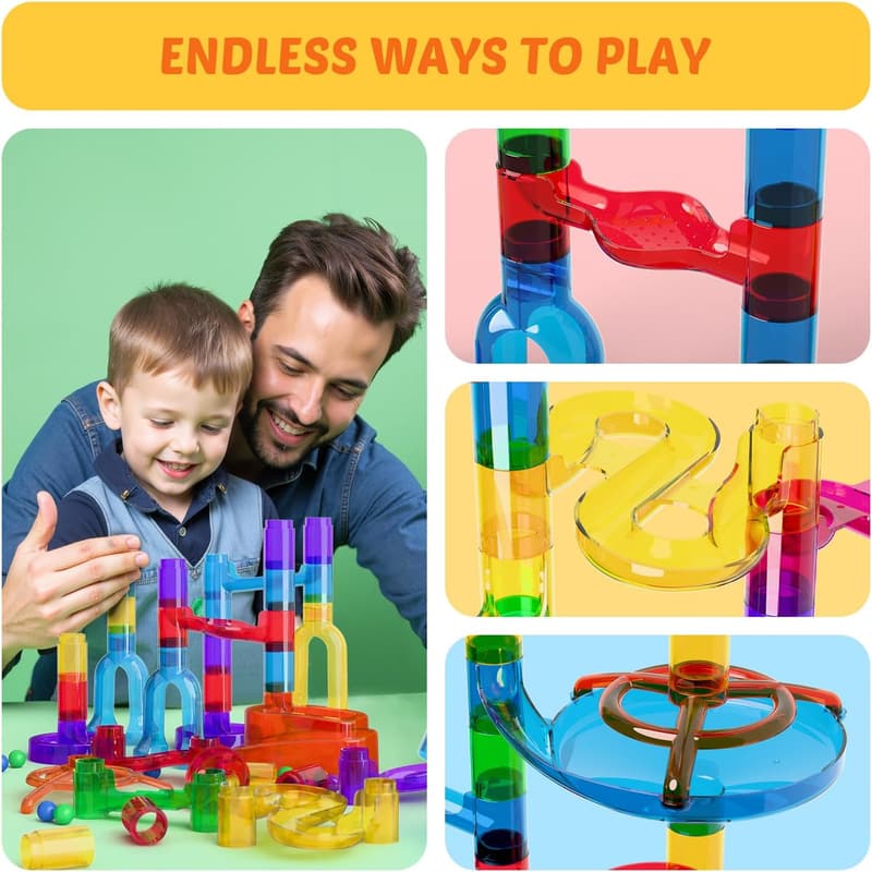 STEM Marble Run Building Blocks Toy - 109 Pieces for Kids