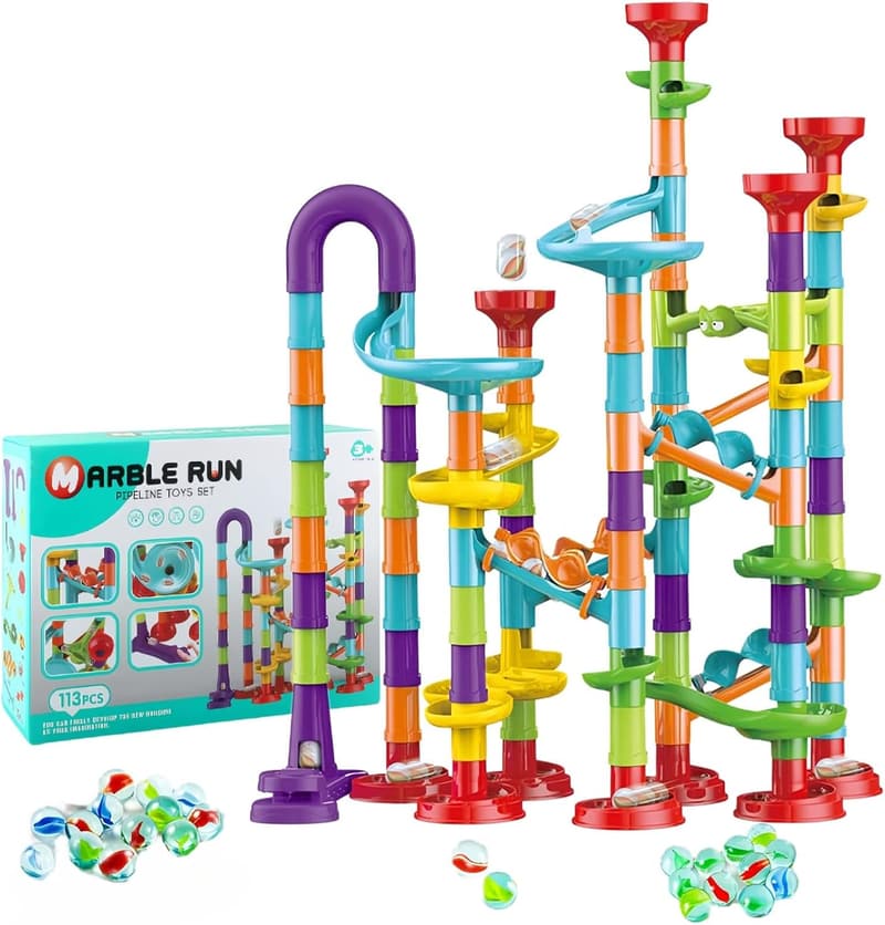 Marble Run STEM Toy Set for Kids Ages 4-8, 113 Pieces