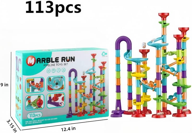 Marble Run STEM Toy Set for Kids Ages 4-8, 113 Pieces