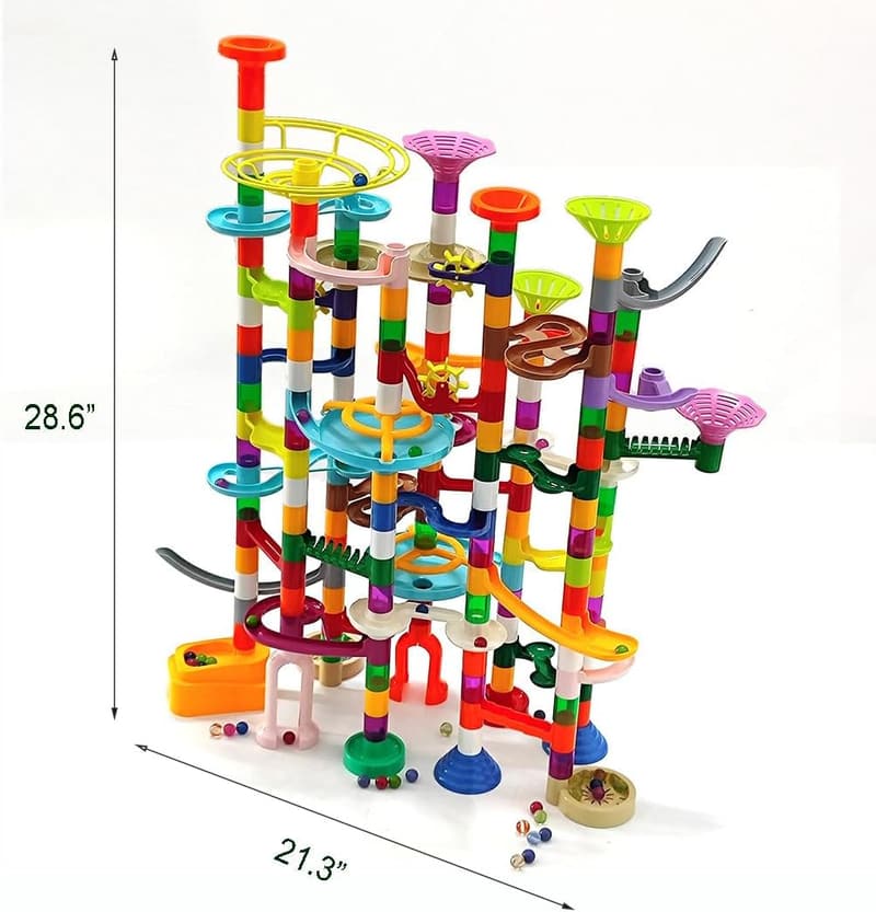 200-Piece Marble Run Building Toy Set with Glow-in-the-Dark Marbles