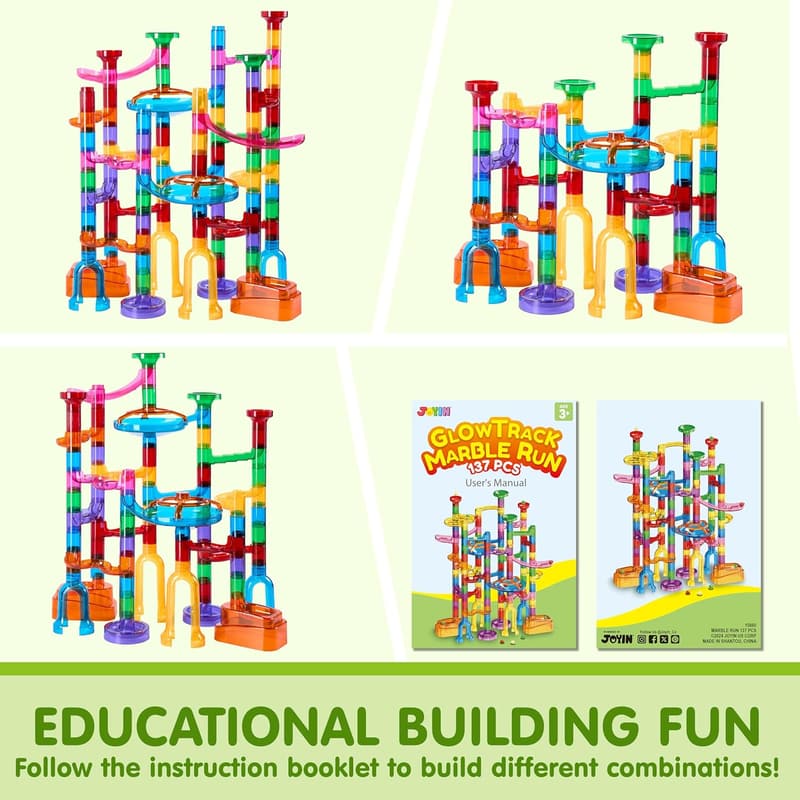 Glowing Marble Run Set - 137Pcs STEM Building Blocks Toy