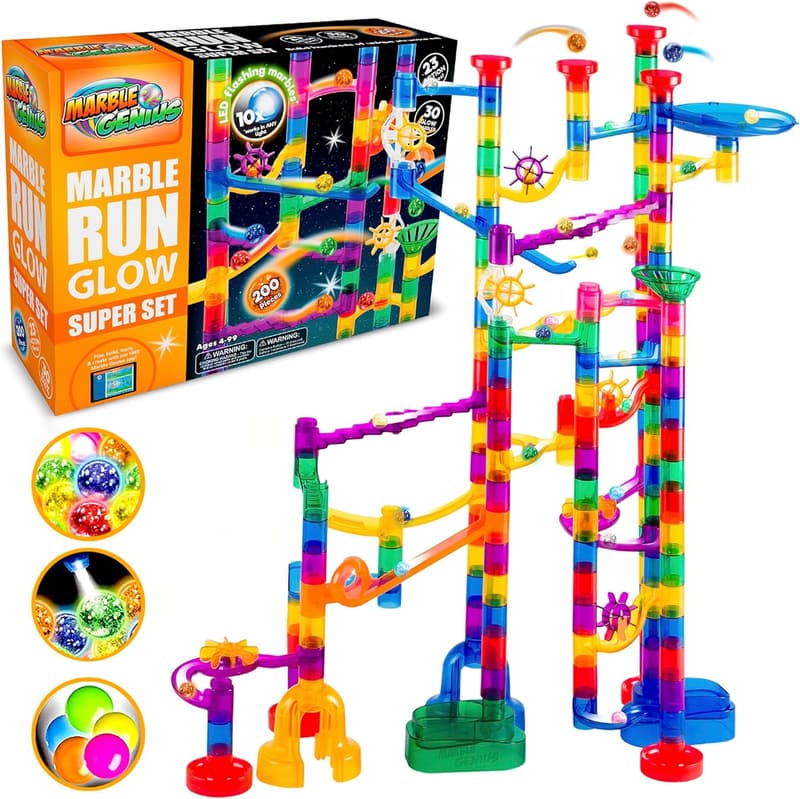 Glow-in-the-Dark Marble Run Track Set for Kids Ages 4+