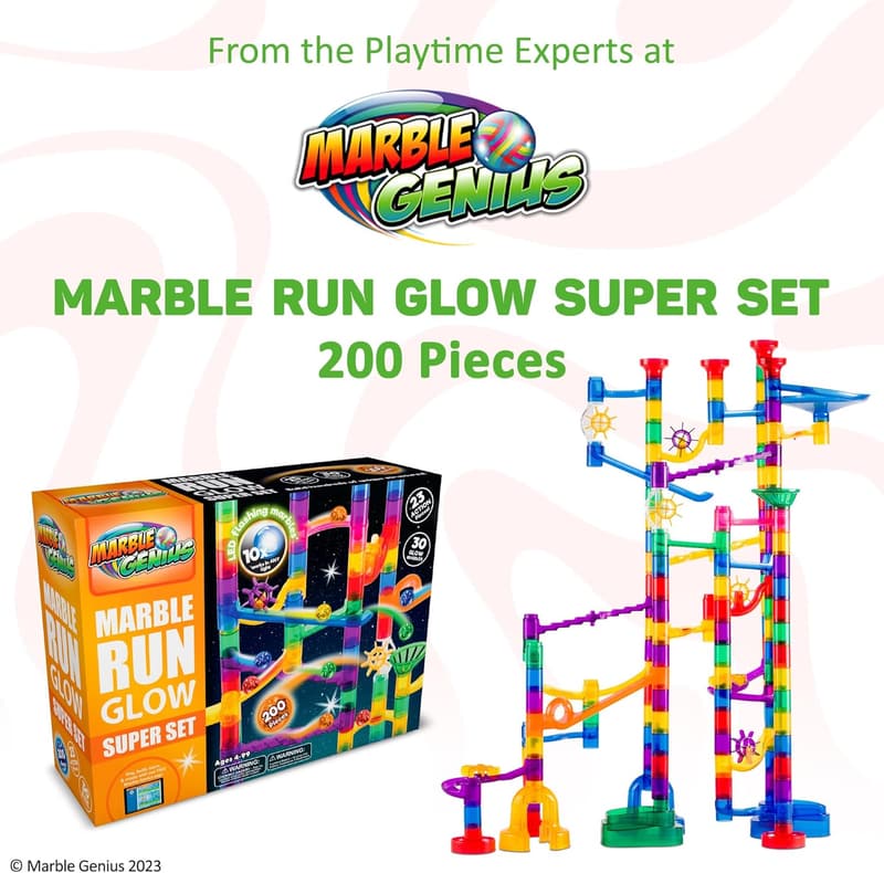 Glow-in-the-Dark Marble Run Track Set for Kids Ages 4+