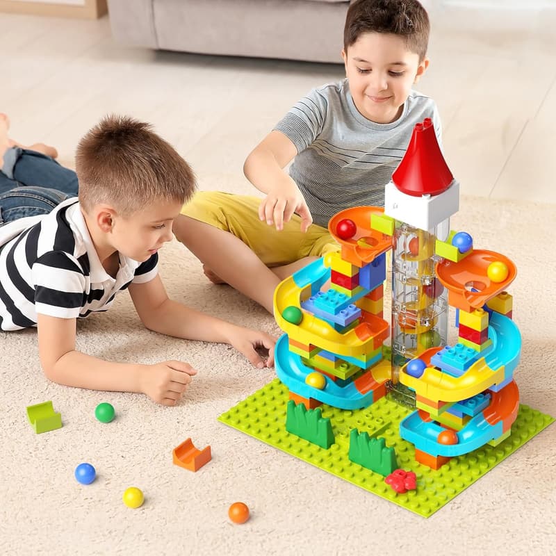 STEM Toy Marble Run with Elevator - Educational Building Blocks Set