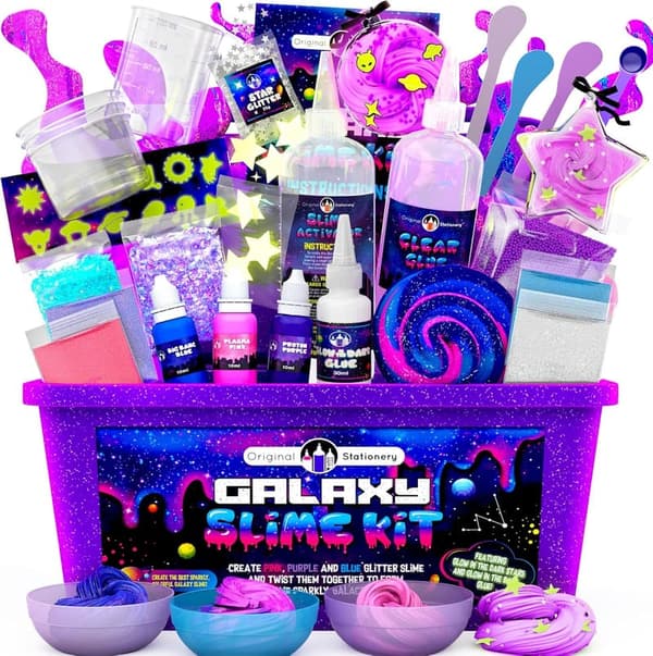 Galaxy Slime Kit for Girls 8-12 with Glow-in-the-Dark Stickers