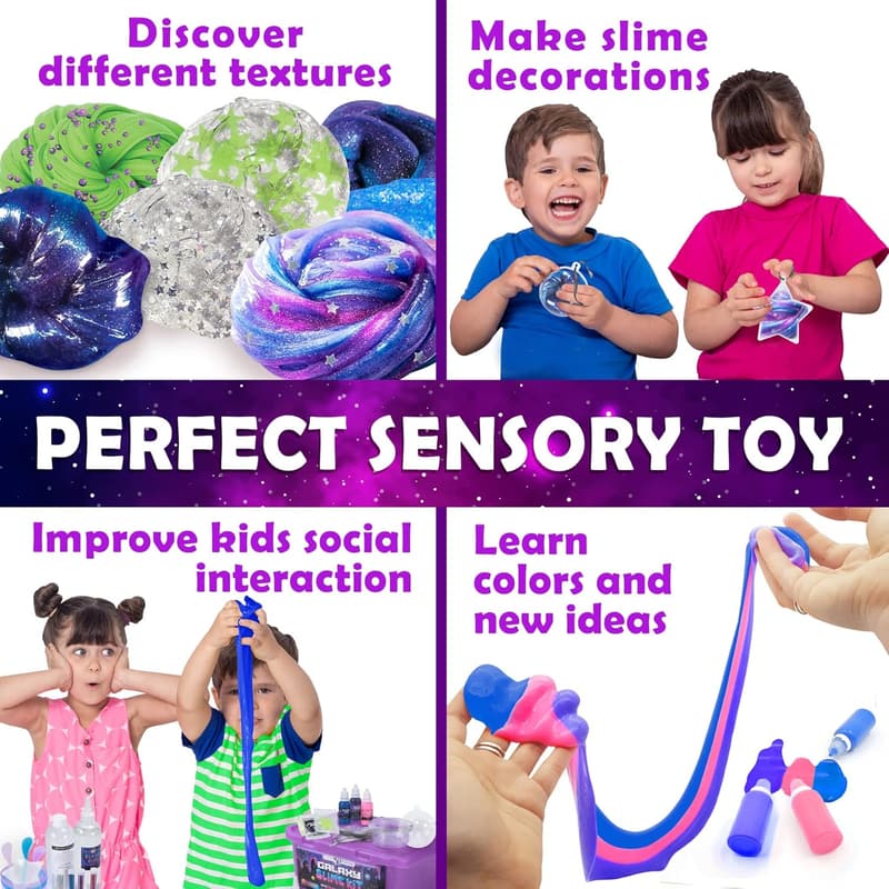Galaxy Slime Kit for Girls 8-12 with Glow-in-the-Dark Stickers