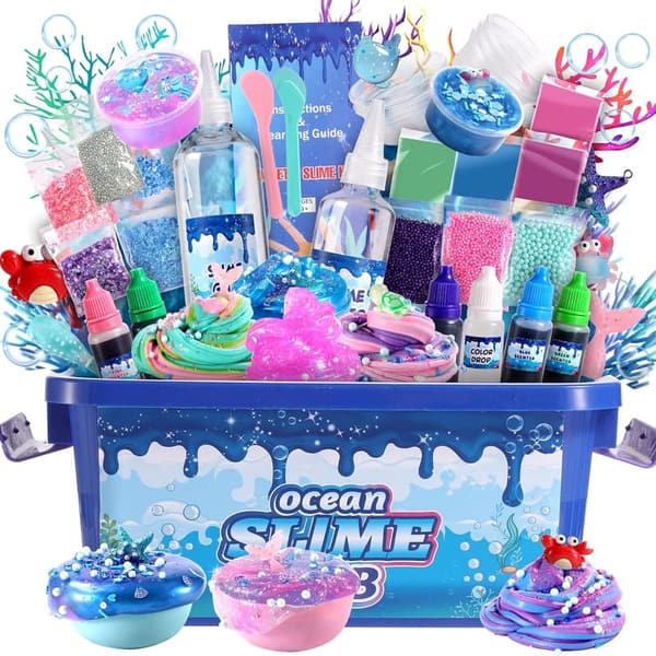 Non-Sticky Ocean Slime Kit – Birthday Gift for Kids 4-12
