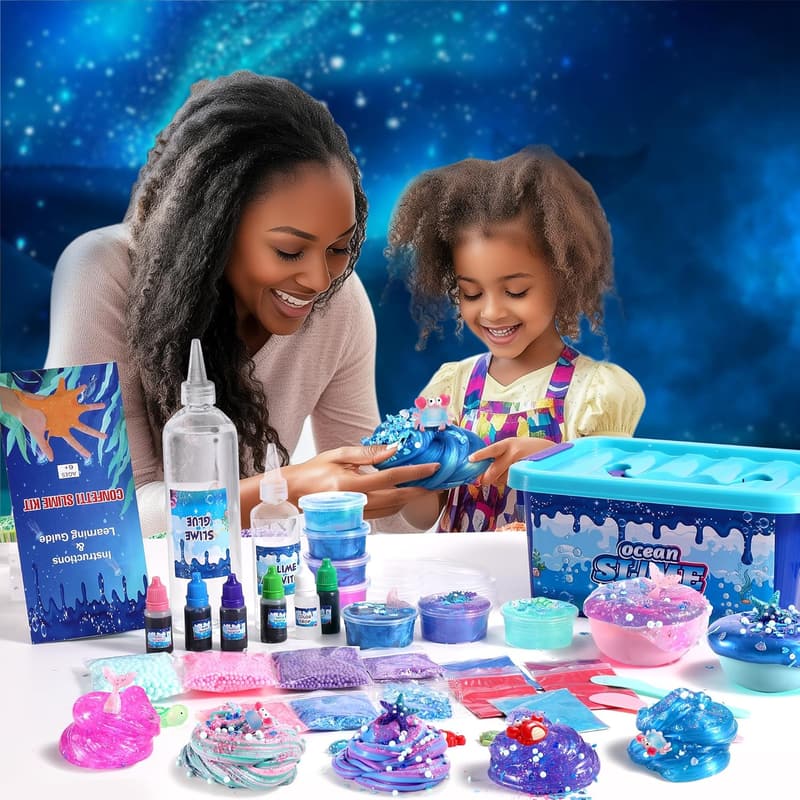 Non-Sticky Ocean Slime Kit – Birthday Gift for Kids 4-12
