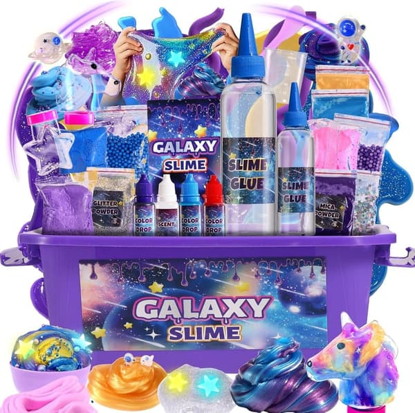 Galaxy Slime Kit with Glow-in-the-Dark Stickers for Kids