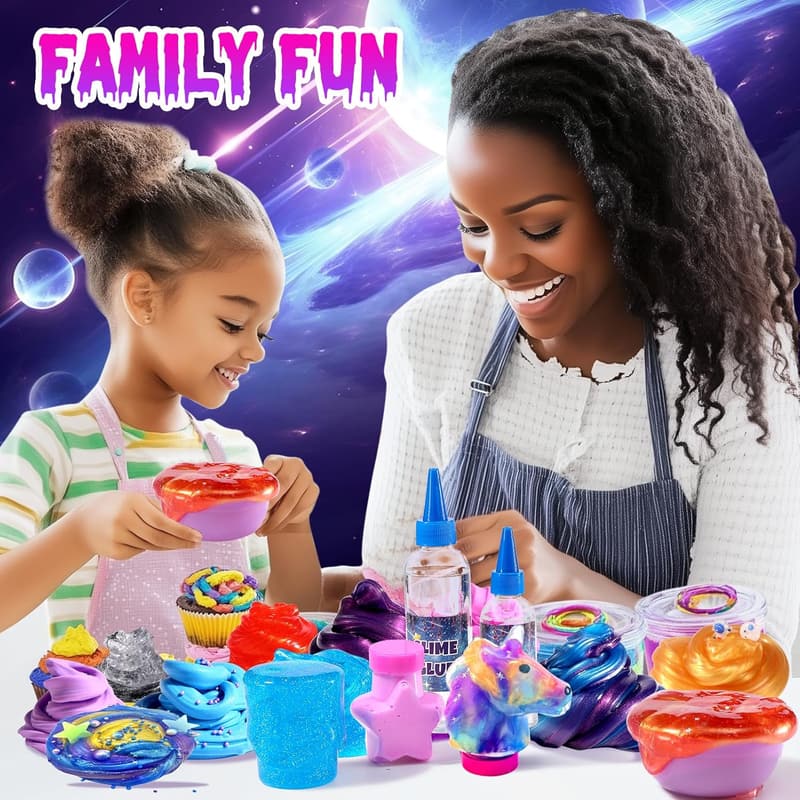 Galaxy Slime Kit with Glow-in-the-Dark Stickers for Kids