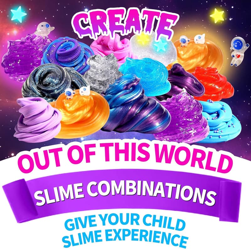 Galaxy Slime Kit with Glow-in-the-Dark Stickers for Kids