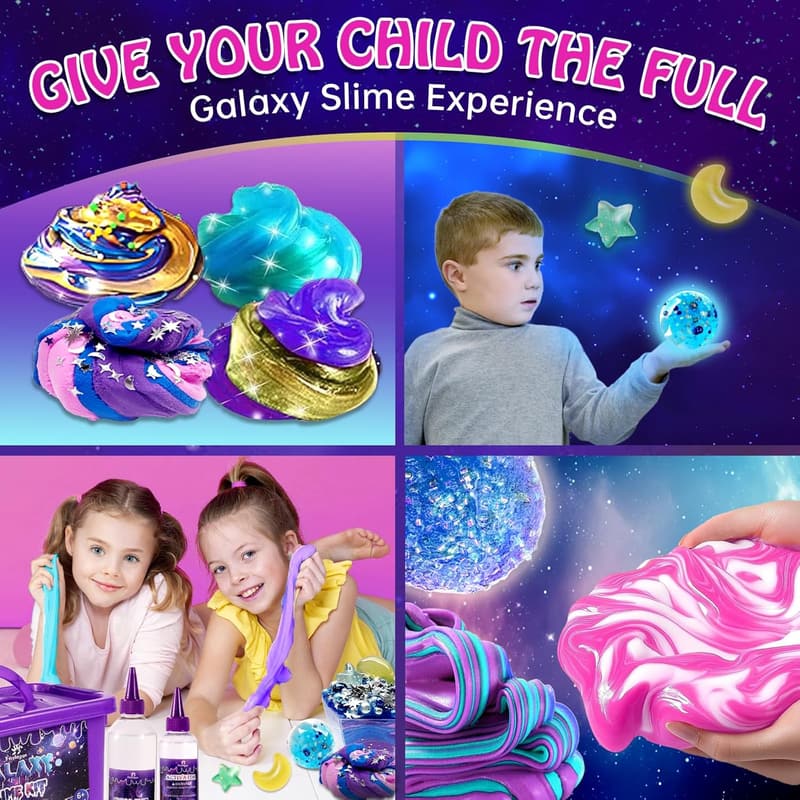 Galaxy Slime DIY Kit for Kids Ages 8-12 - Glow-in-the-Dark Fun