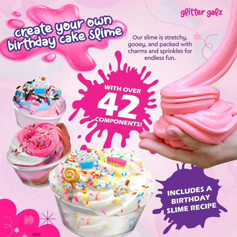DIY Slime Making Kit for Kids 6+ - 42-Piece Glitter Set