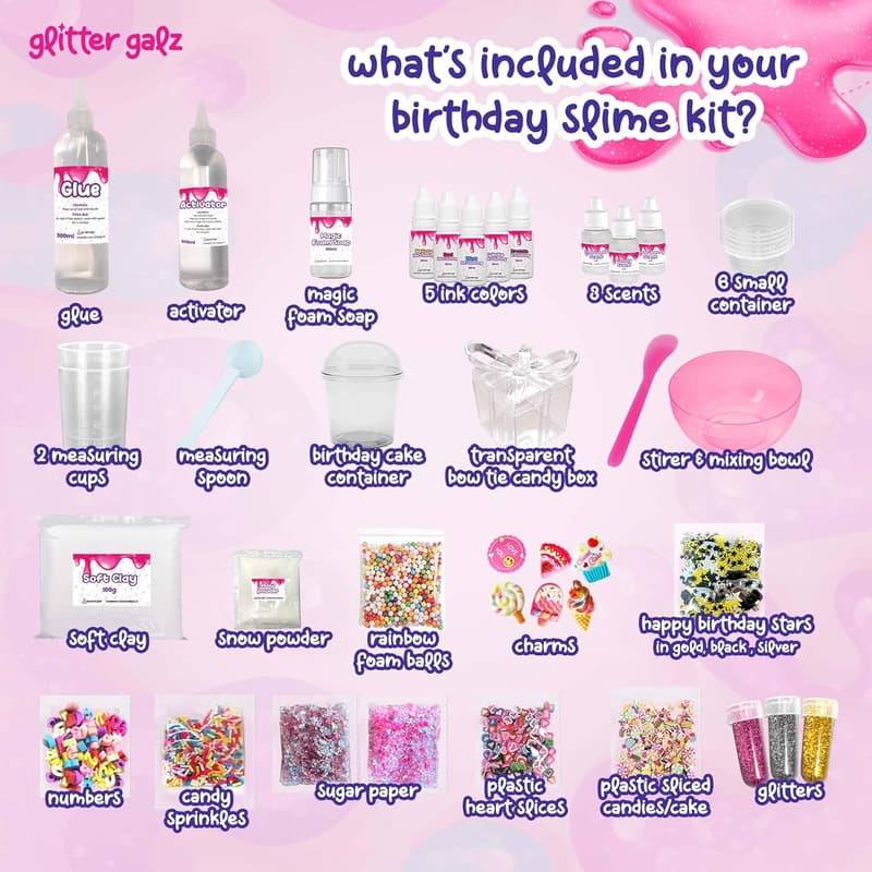 DIY Slime Making Kit for Kids 6+ - 42-Piece Glitter Set