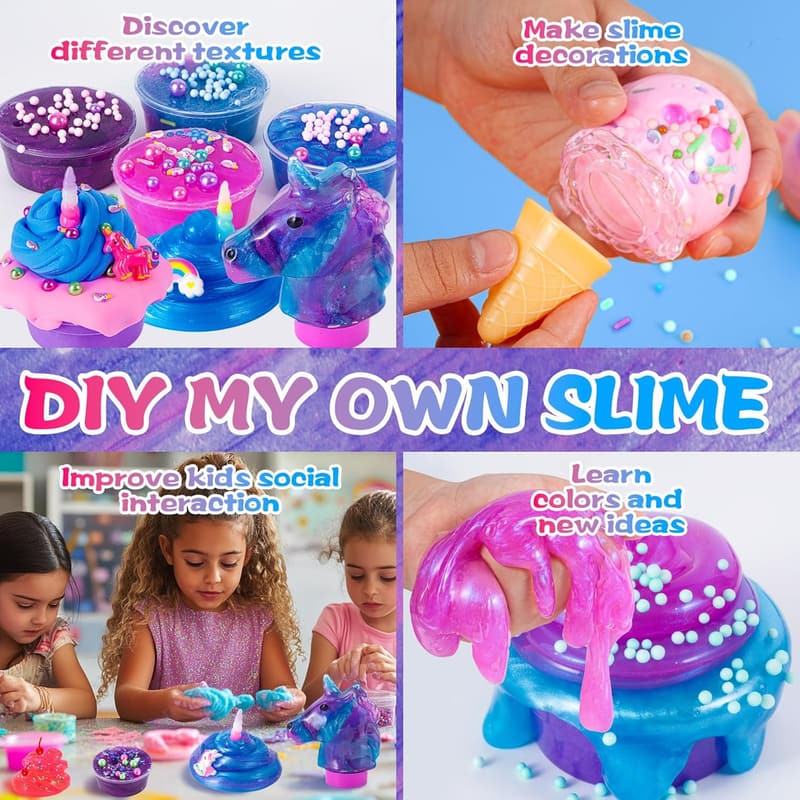 Unicorn Slime Kit for Kids - Crunchy & Galaxy Slime Party Favors