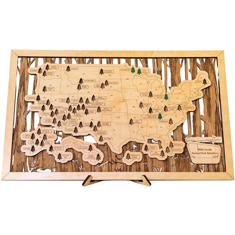 US National Parks Map with Push Pins - Travel Tracker Decor