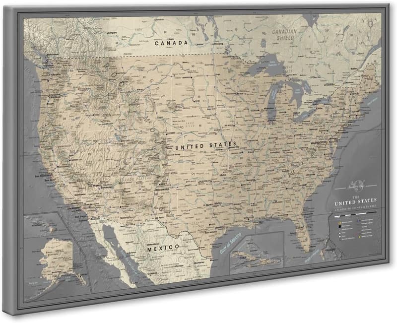 USA National Park Push Pin Map on Canvas - Travel Map Board