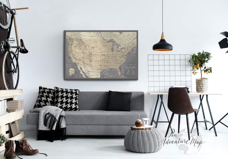 USA National Park Push Pin Map on Canvas - Travel Map Board