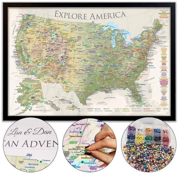 National Parks Push Pin Travel Map - Custom Nautilus Edition