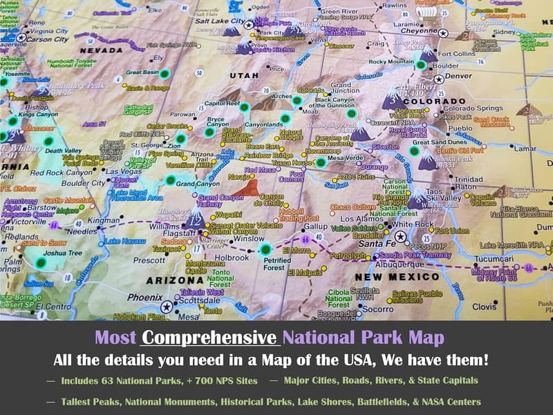 National Parks Push Pin Travel Map - Custom Nautilus Edition