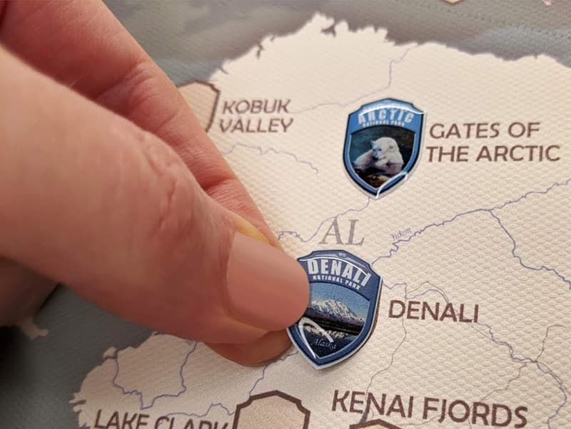 USA National Parks Travel Map with Push Pins & Stickers