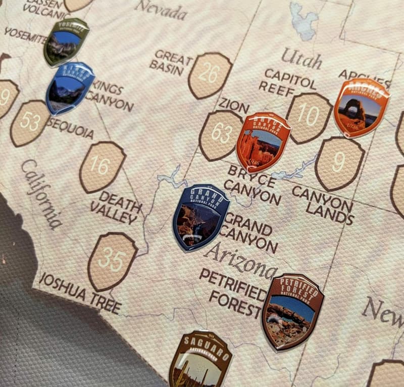 USA National Parks Travel Map with Push Pins & Stickers
