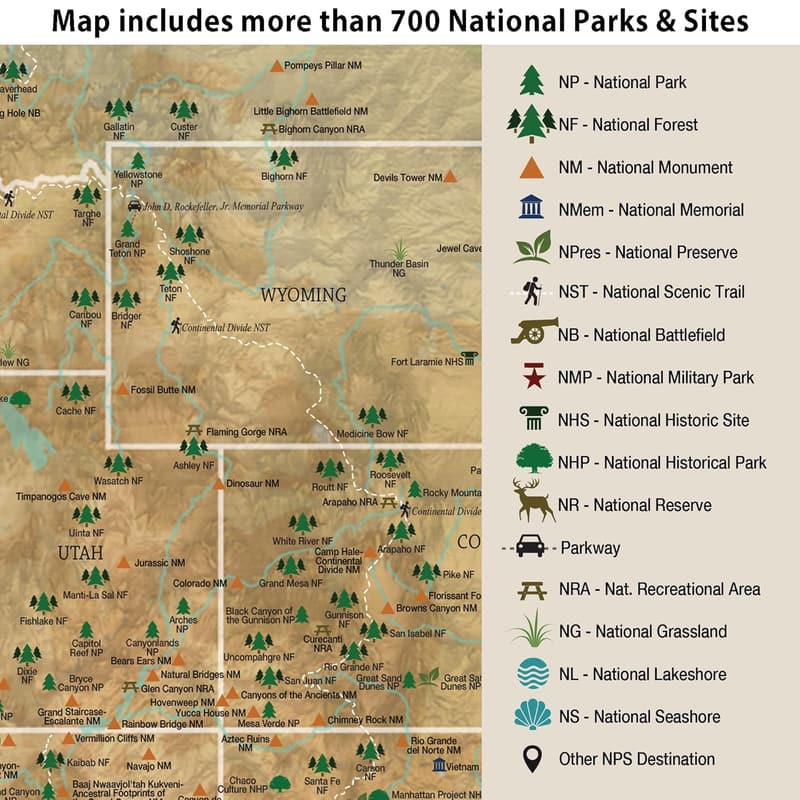 Personalized United States National Parks Canvas Map with Pins (30