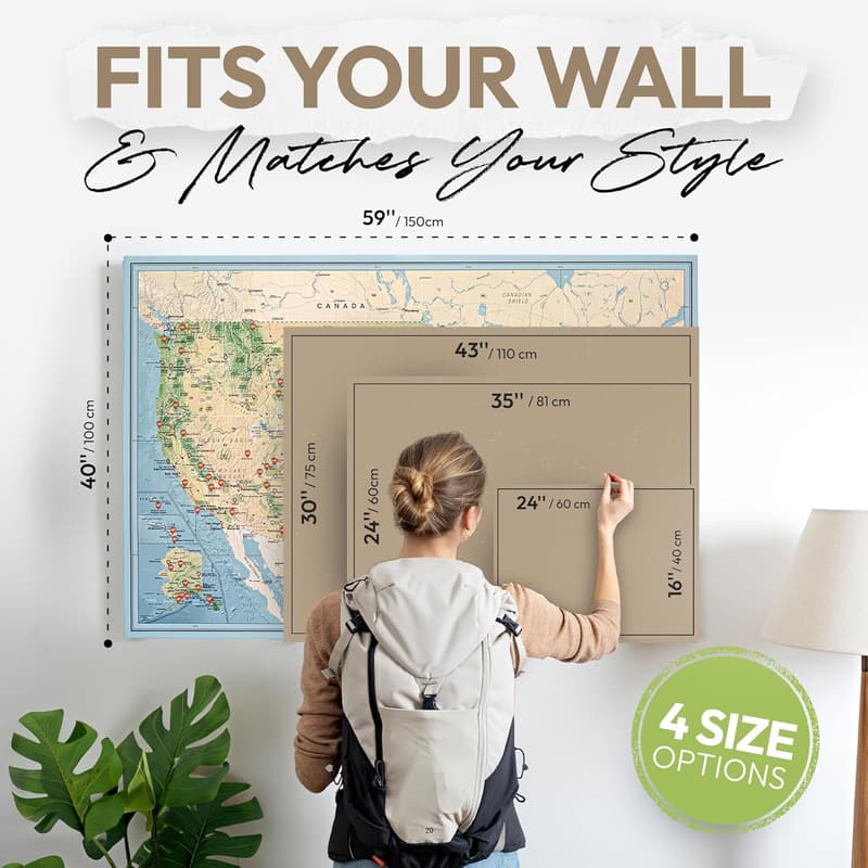 USA National Parks Push Pin Travel Map - Customizable Wall Art