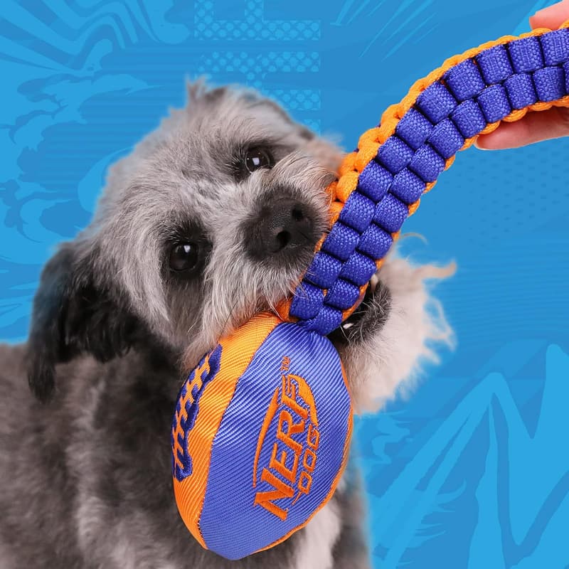 Nerf Dog Vortex Chain Tug Toy with Squeaker, 30 Inches