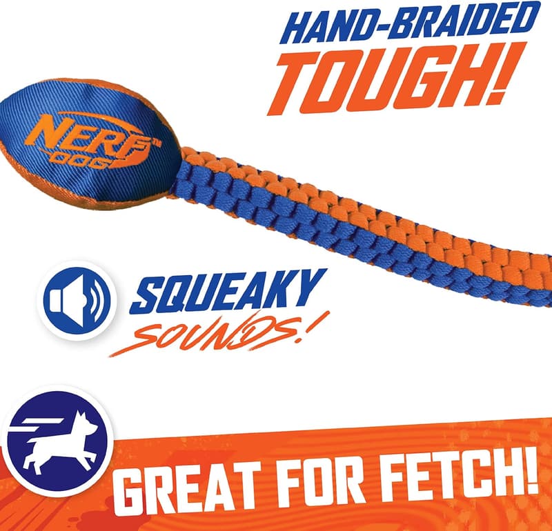 Nerf Dog Vortex Chain Tug Toy with Squeaker, 30 Inches